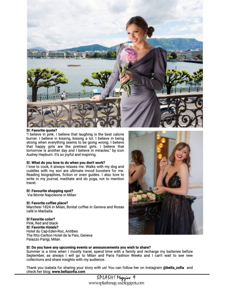 Press 29 Press I interview for Splash Magazine, Bella Zofia Izabela Switon-Kulinska
